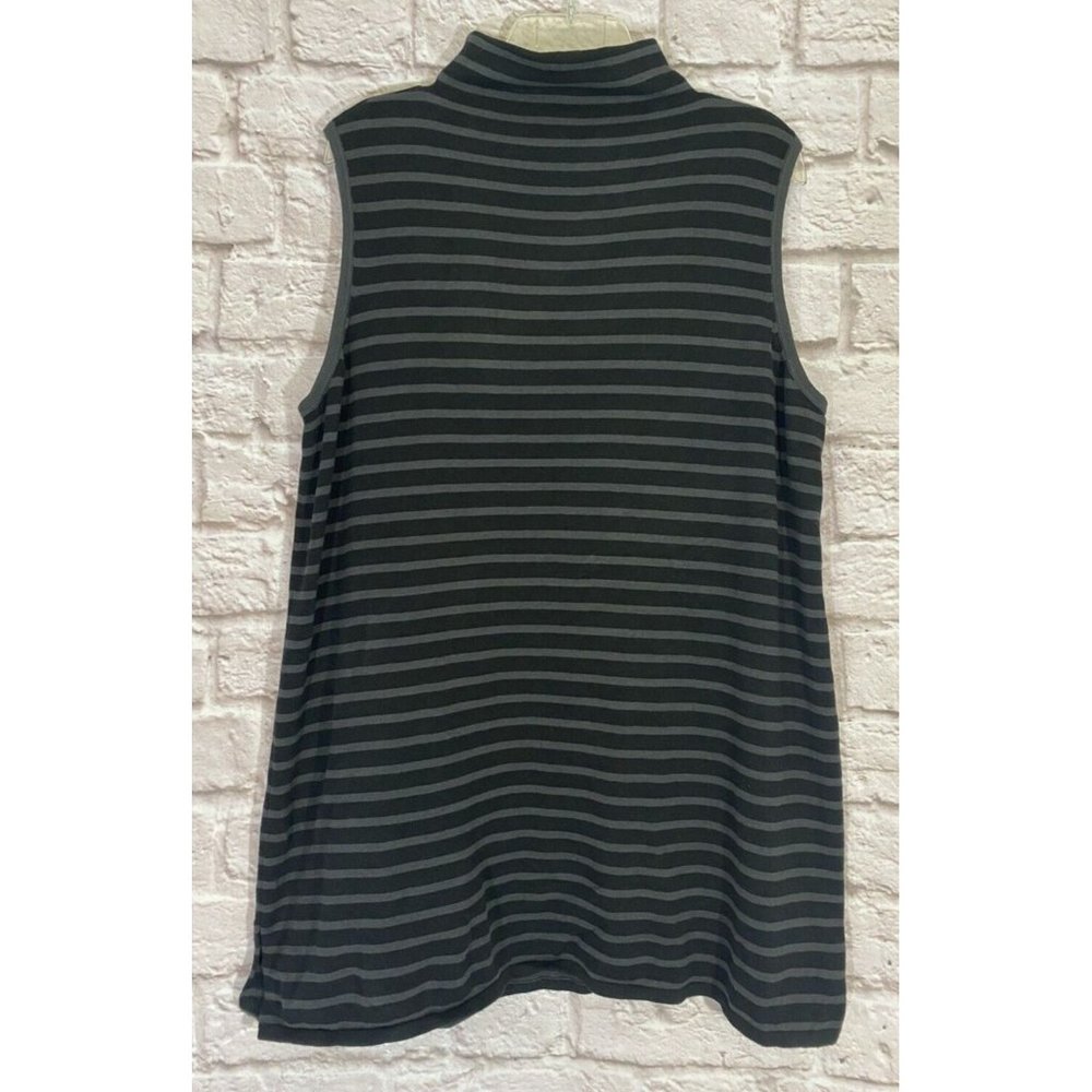 CHICOS Zenergy Tank Top 3 XL Black Gray Sleeveless Mock Stretch Sweater 9287